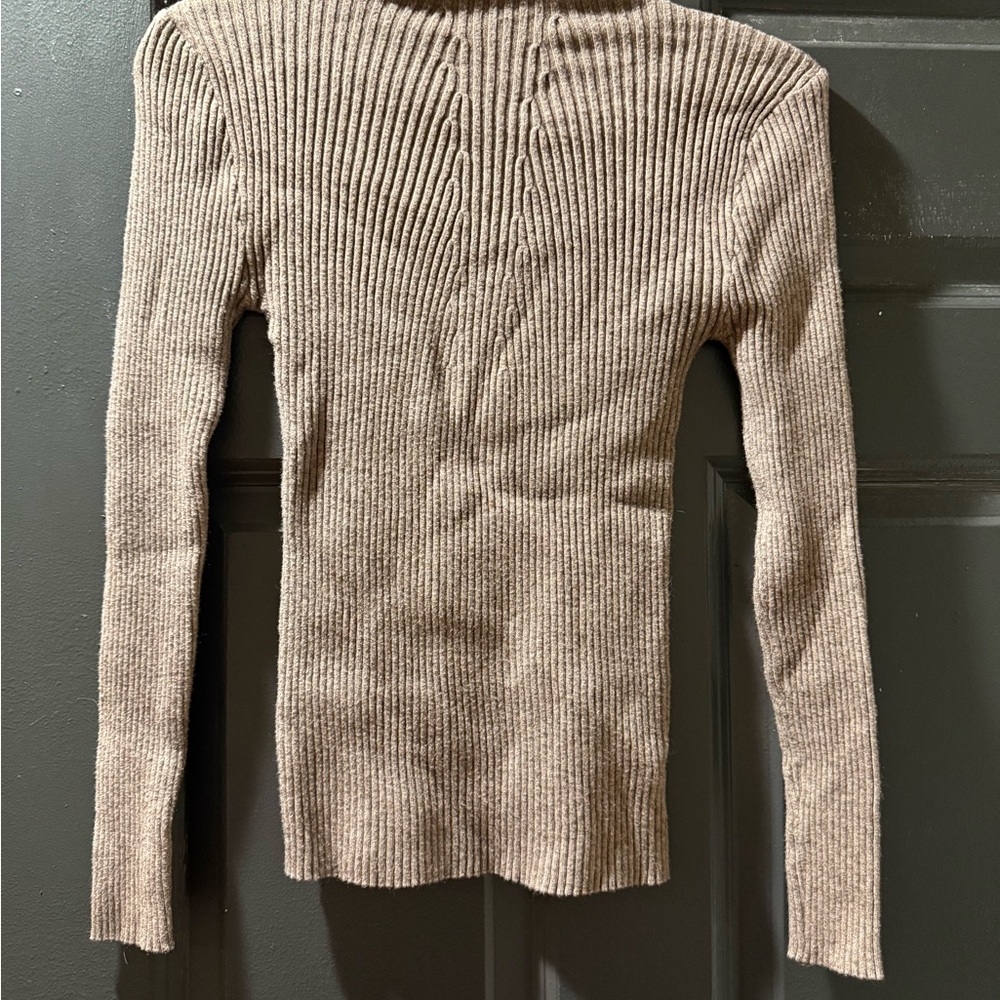 Timing Taupe Ribbed Turtleneck Sweater